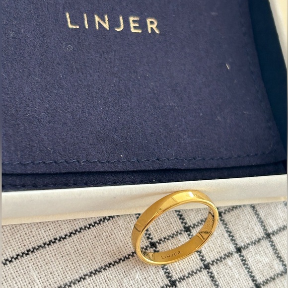 Linjer Paula Wide Gold Vermeil 925 Sterling Silver Classic Women's Ring Band - Picture 1 of 14